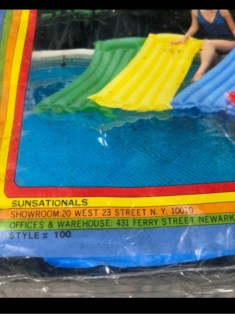 vtg Sun-sationals inflatable pool mattress 72 x 27 heavy-duty vinyl Blue NWT - Picture 2 of 5